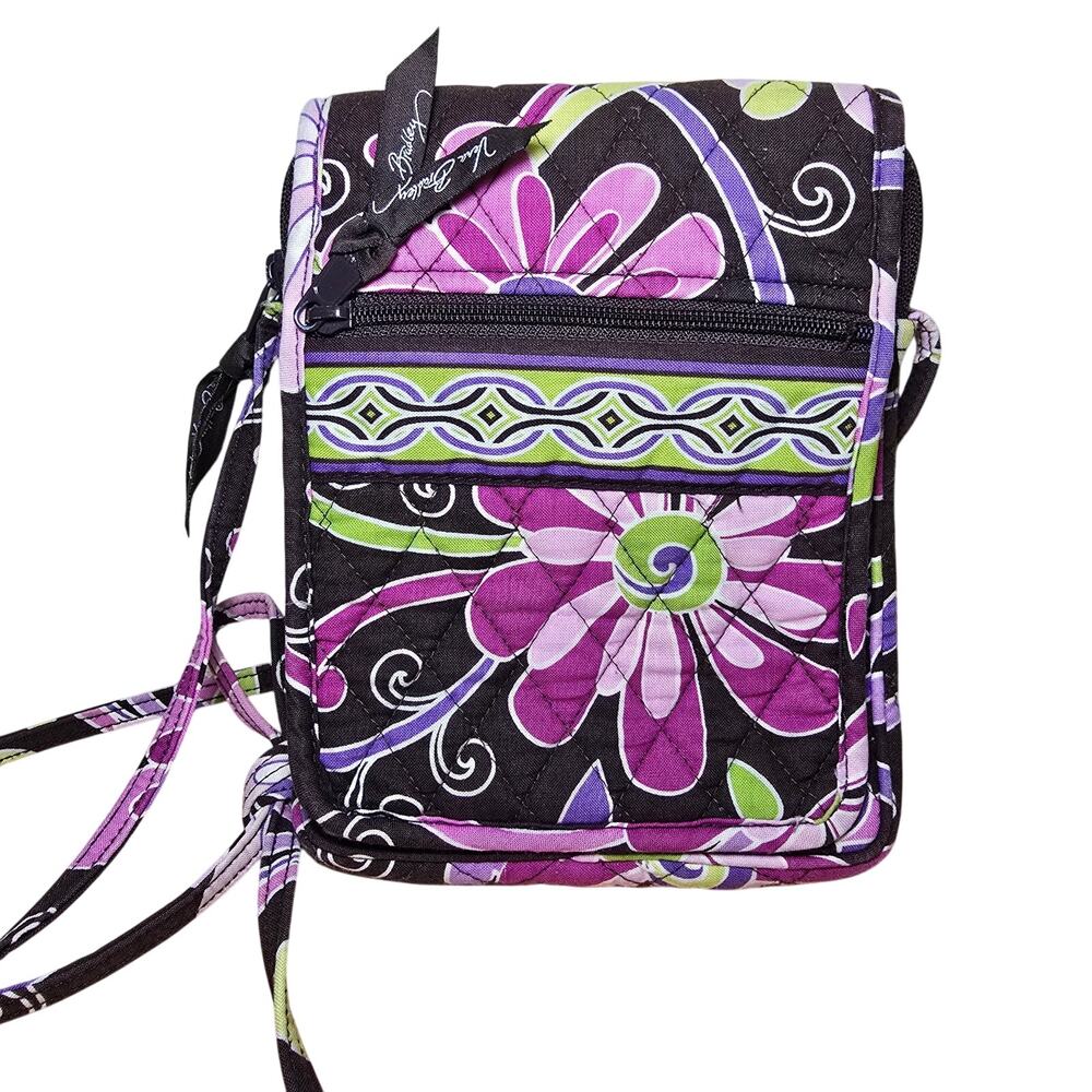 Vera Bradley Purple Punch Mini Hipster Purse Handbag Cross Body Pink Flower